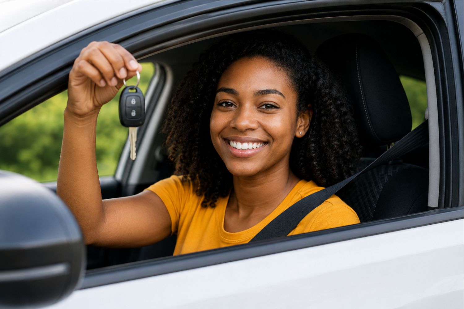 Confident new driver with keys